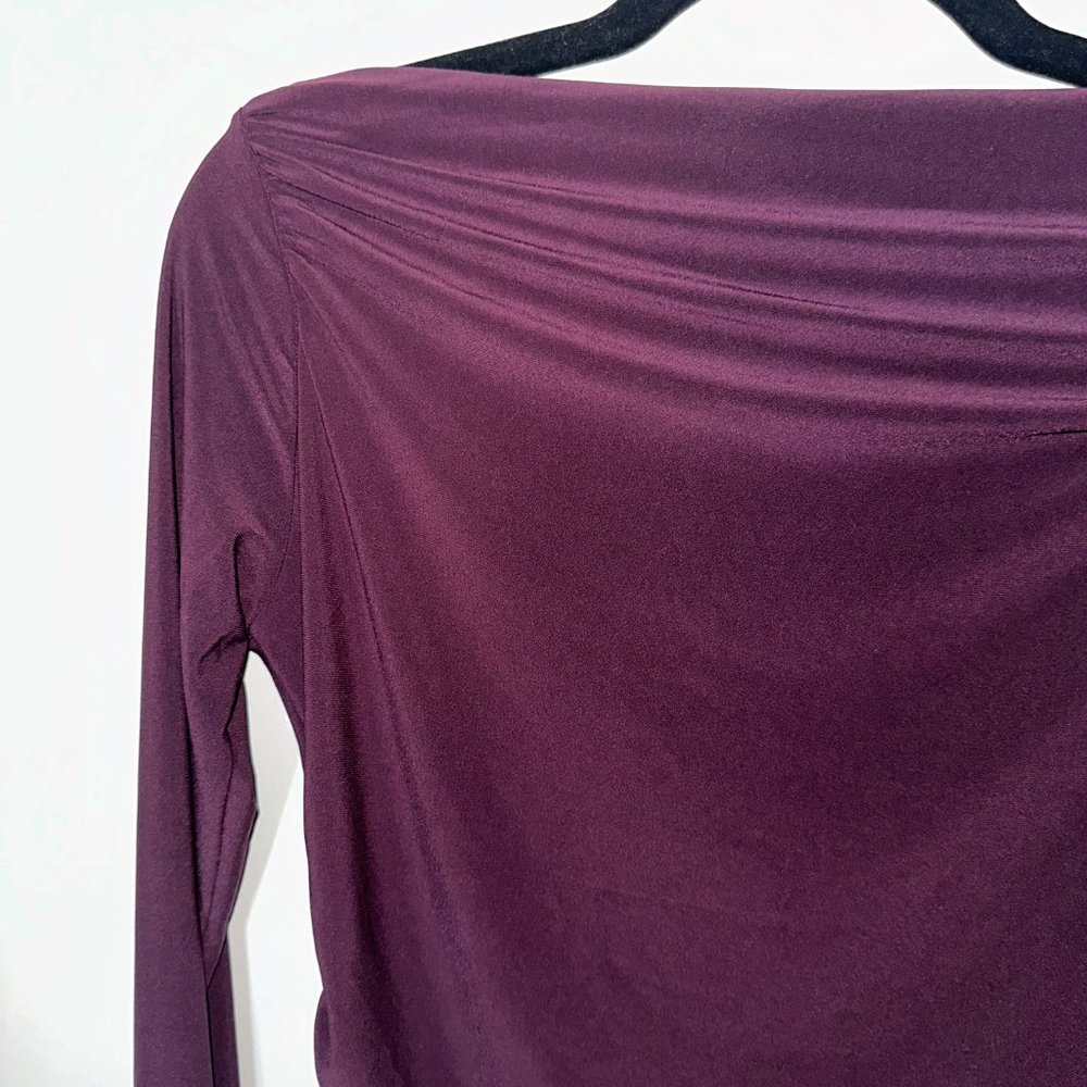 Eggplant purple off-shoulder long sleeve shirt